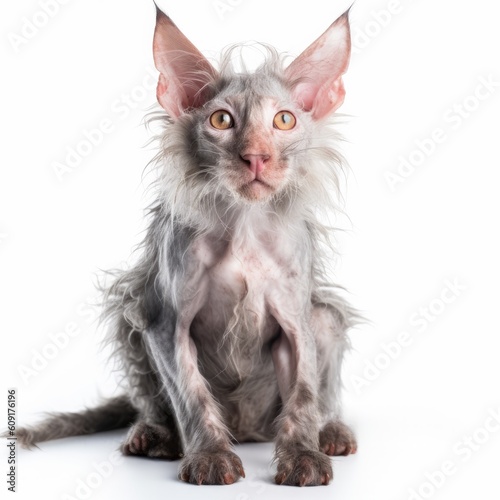 Lykoi cat cat isolated on white background. Generative AI photo