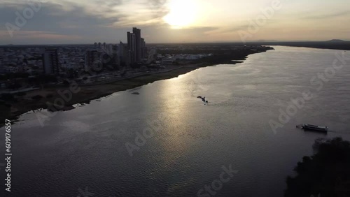 sunset over the river