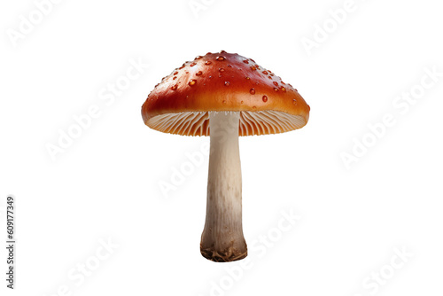 red mushroom on a transparent background. Generative AI