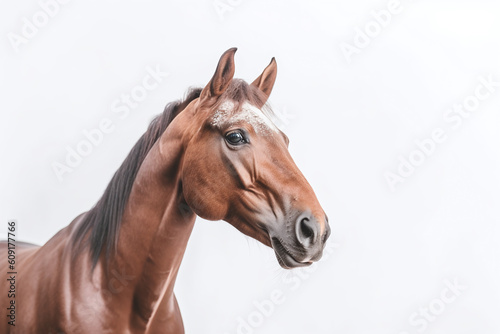 horse isolated on white. Generative AI