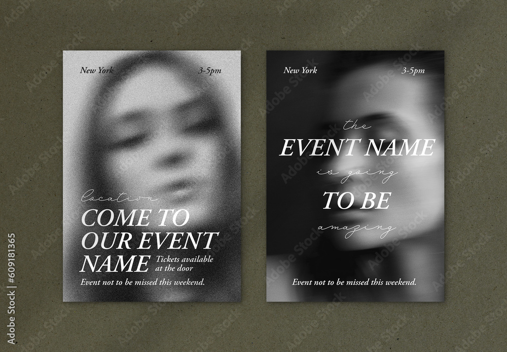 Set of Two Event Posters with Bold Typography Stock Template | Adobe Stock