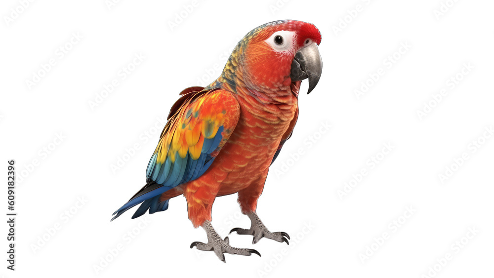 Parrot isolated on transparent background created with generative AI technology