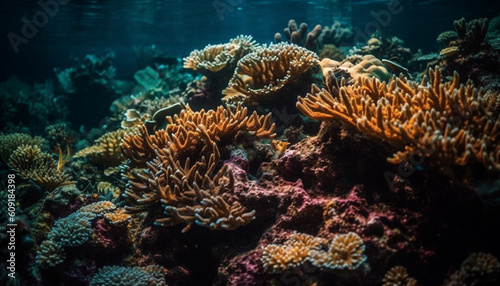 Colorful aquatic life thrives in tropical reef generated by AI