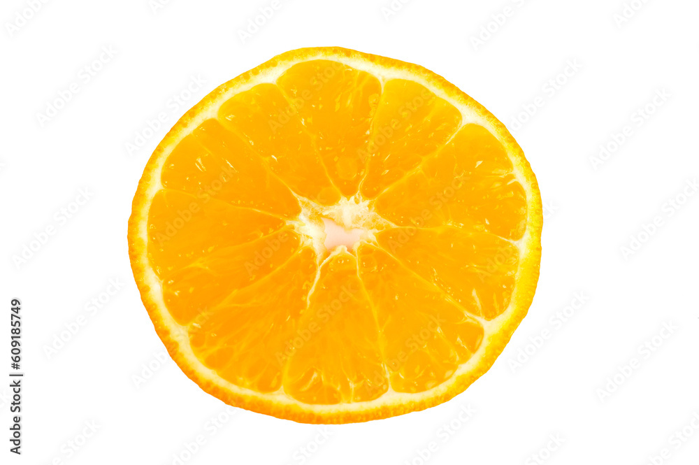 Orange slice closeup over a white background Orange slice closeup over a white background