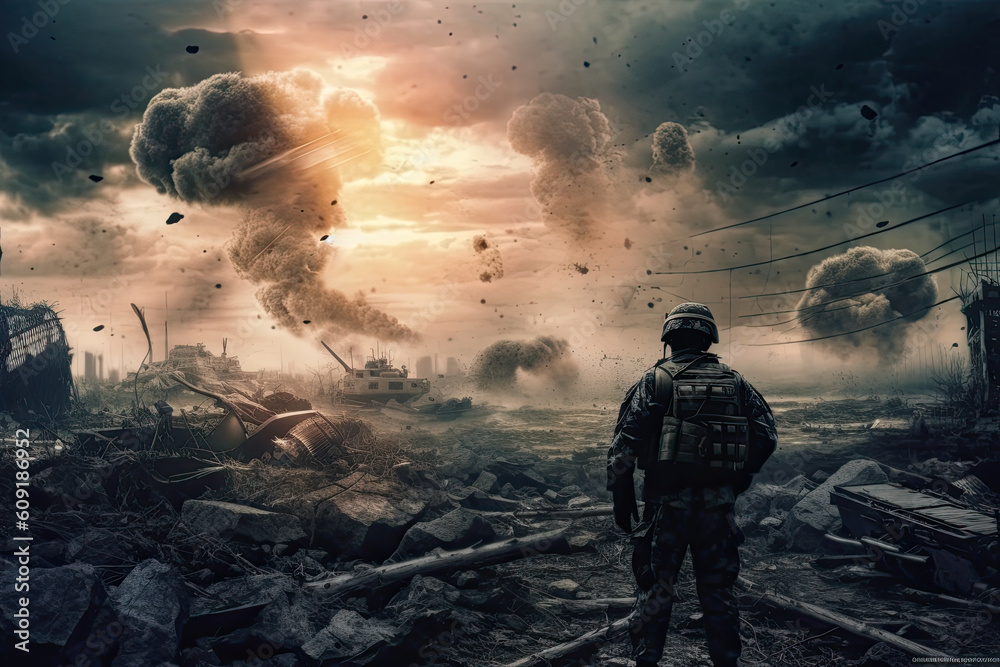 Fototapeta premium concept of modern war created with Generative AI technology