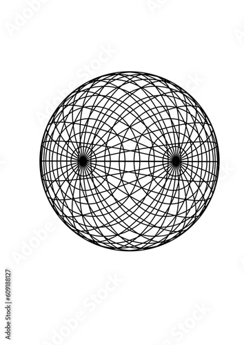 Kreisfläche gefüllt mit einem bipolaren abstrakten netzartigen linienmuster, modern art