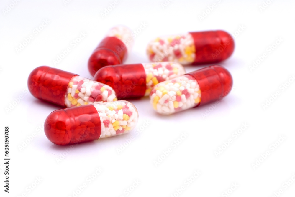 A bunch of red capsules or drugs A bunch of red capsules or drugs