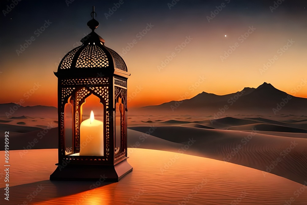Ornamental Arabic lantern with burning candle glowing . Festive greeting card, invitation for Muslim holy month Ramadan Kareem. Ramadan Kareem greeting photo with serene mosque Generative AI Ornamental Arabic lantern with burning candle glowing . Festive greeting card, invitation for Muslim holy month Ramadan Kareem. Ramadan Kareem greeting photo with serene mosque Generative AI