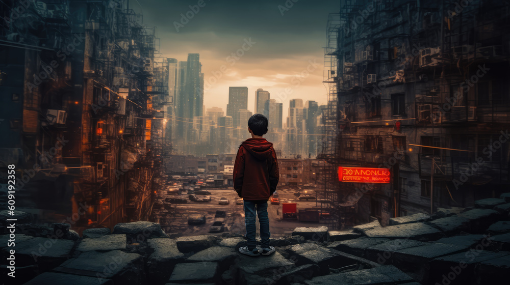 Fototapeta premium Teenager engrossed in their smartphone, showcasing the digital age and the power of social media. Generative AI