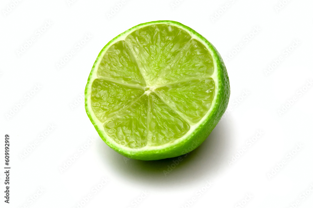 isolated piece of lime adainst white background