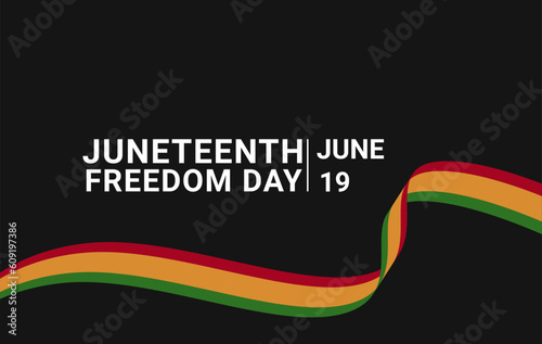 Juneteenth Freedom Day. June 19. Black, red yellow and green