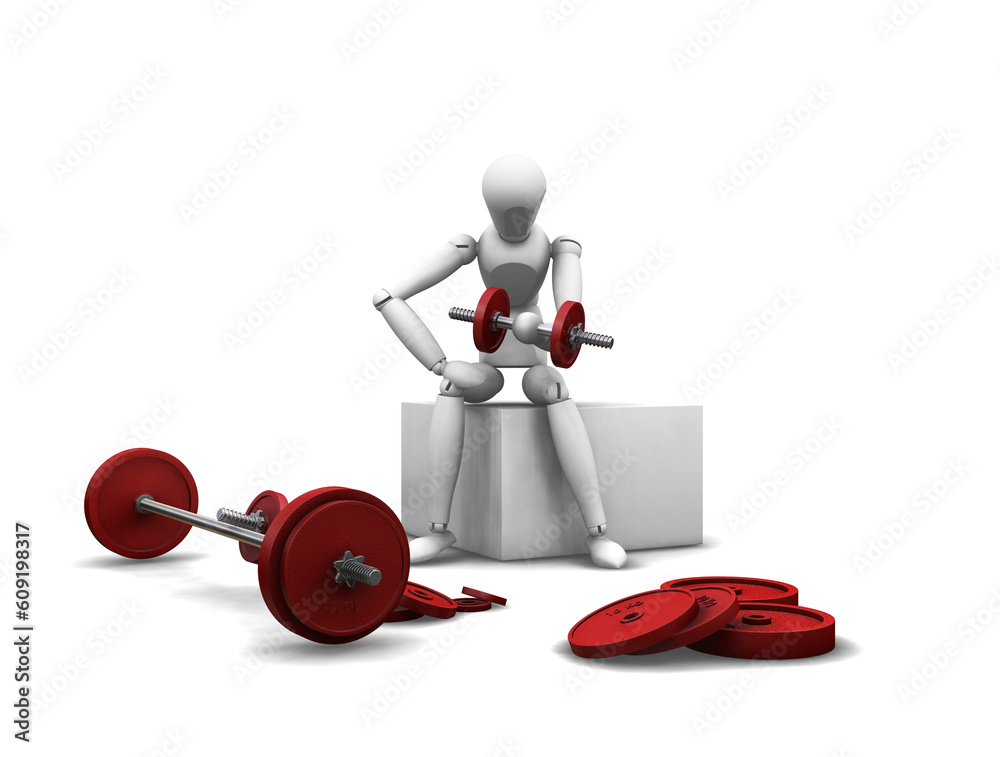 3D render of a man weight lifting on a white background 3D render of a man weight lifting on a white background