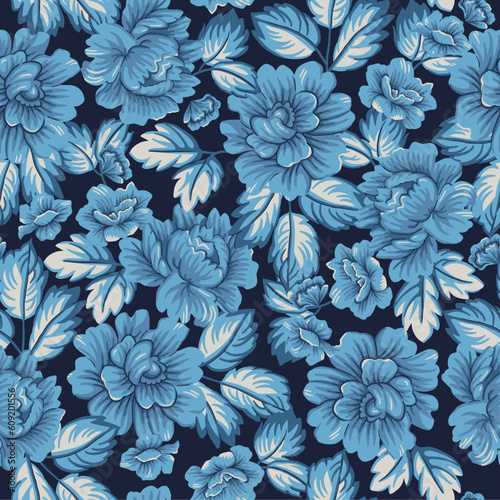 SEAMLESS HAND DRAWN FLORAL FLOWER ROSE PEONY VINTAGE RETRO FABRIC TEXTILE MONOCHROME SCREEN PRINT PATTERN SWATCH