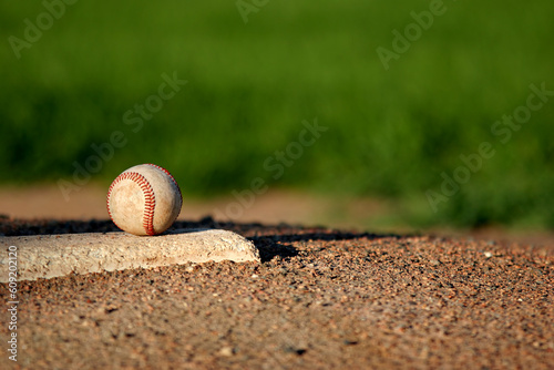 baseball closeup on the pitchers mound photo