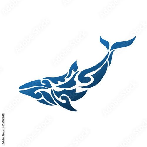 Illustration vector graphic of tribal art design blue whale