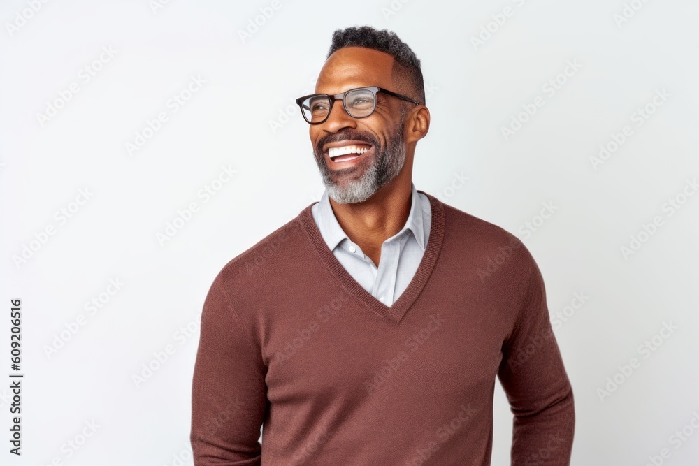 Portrait of happy mature african american man in eyeglasses Portrait of happy mature african american man in eyeglasses