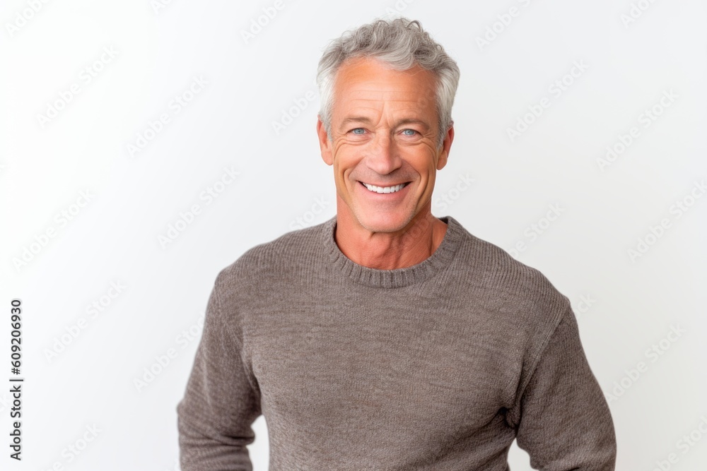Portrait of a handsome senior man smiling at camera on white background Portrait of a handsome senior man smiling at camera on white background