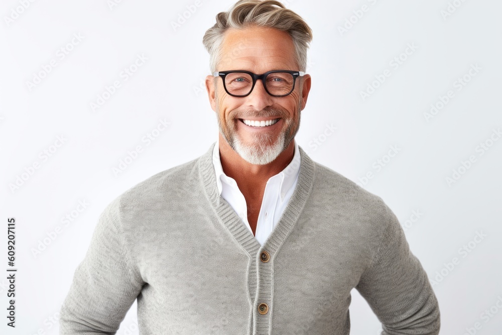Portrait of handsome mature man in eyeglasses smiling at camera. Portrait of handsome mature man in eyeglasses smiling at camera.