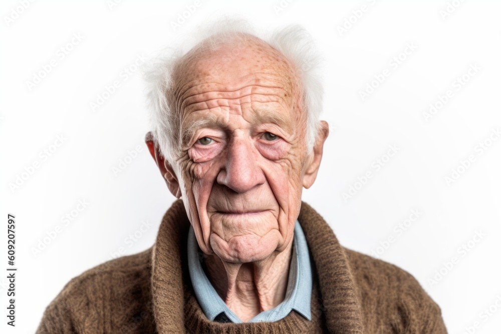 Portrait of an elderly man on a white background. Studio shot. Portrait of an elderly man on a white background. Studio shot.