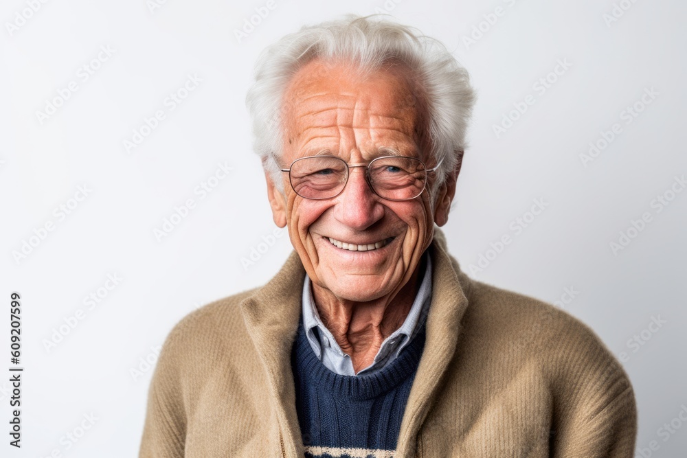 Portrait of a smiling senior man wearing eyeglasses on white background Portrait of a smiling senior man wearing eyeglasses on white background
