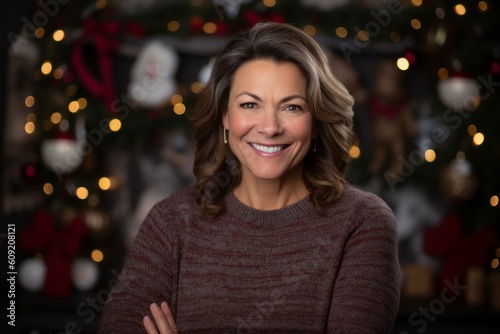 Portrait of smiling mature woman with arms crossed in front of christmas tree © Robert MEYNER