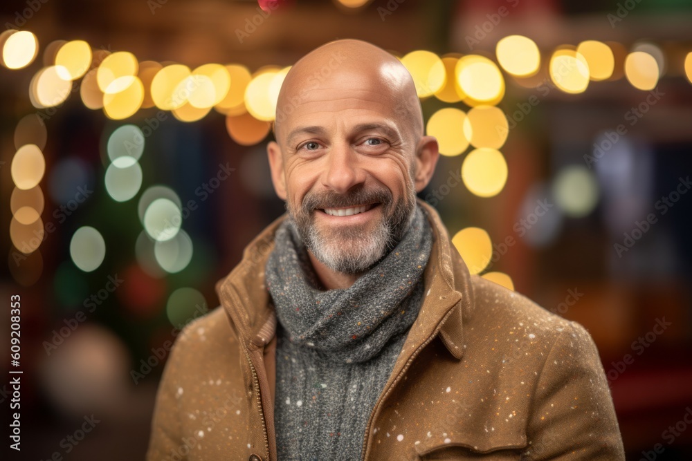 Portrait of a smiling senior man in a winter jacket and scarf Portrait of a smiling senior man in a winter jacket and scarf