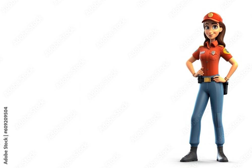 Caucasian Woman Security Guard White Backdrop Isolated Smiling With Copyspace Generative AI Caucasian Woman Security Guard White Backdrop Isolated Smiling With Copyspace Generative AI