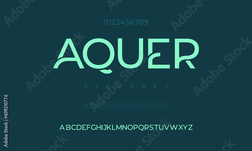 Abstract digital technology logo font alphabet. Minimal modern urban fonts for logo, brand etc. Typography typeface uppercase lowercase and number. vector illustration