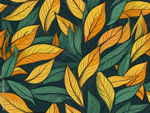Perfect pattern tile. Leaves background wallpaper. Can be repeated. AI Generated © Cristian