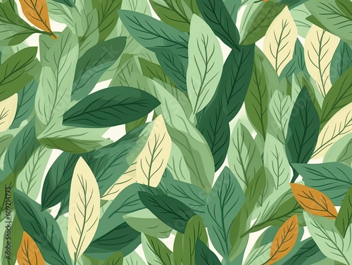 Perfect pattern tile. Leaves background wallpaper. Can be repeated. AI Generated