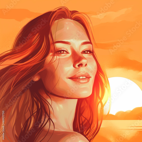 Woman With Sun Kissed Skin Illustration