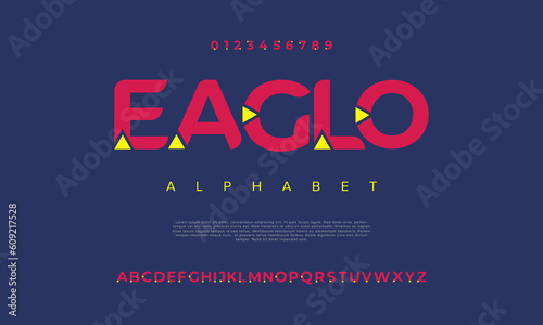Abstract digital technology logo font alphabet. Minimal modern urban fonts for logo, brand etc. Typography typeface uppercase lowercase and number. vector illustration