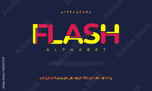Abstract digital technology logo font alphabet. Minimal modern urban fonts for logo, brand etc. Typography typeface uppercase lowercase and number. vector illustration