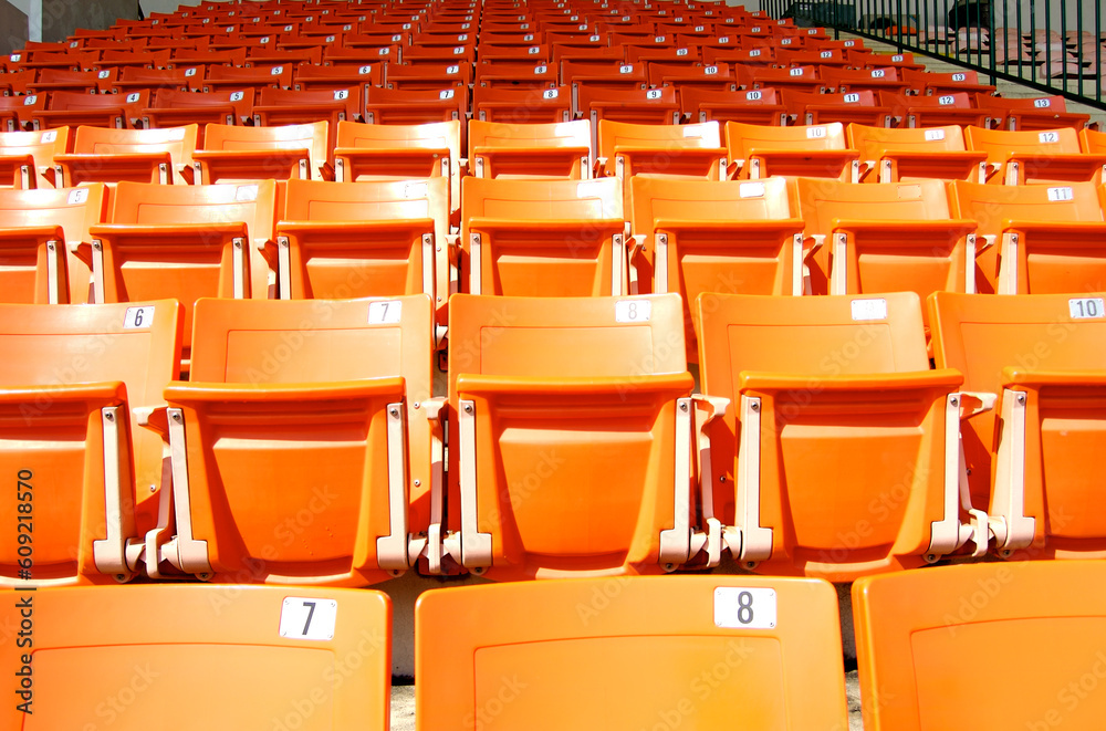 Empty Orange Stadium Seats. Bangkok, Thailand. Empty Orange Stadium Seats. Bangkok, Thailand.