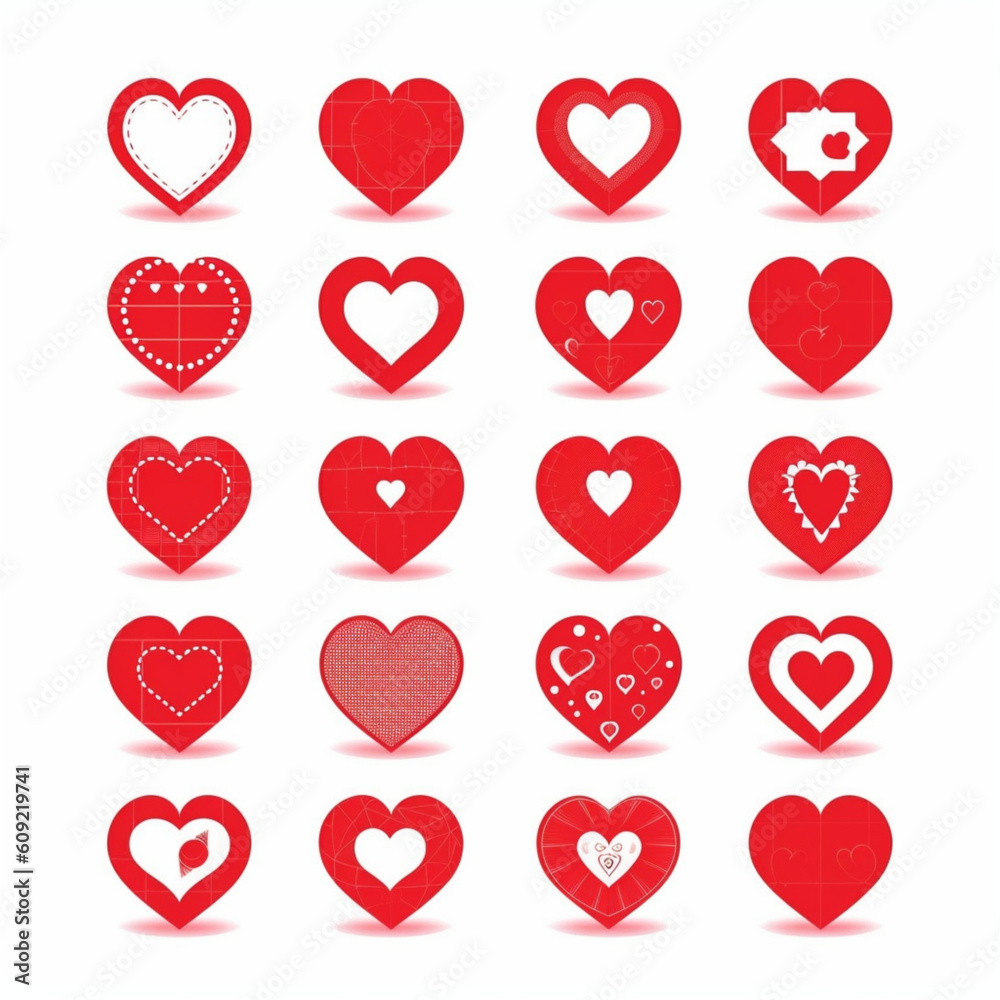 Vector Of Simple Red Hearts, Love Icon