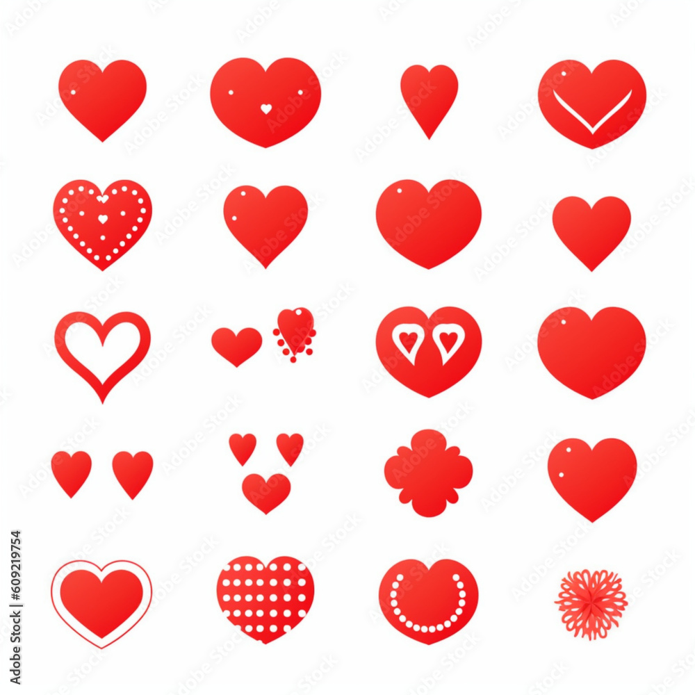Vector Of Simple Red Hearts, Love Icon