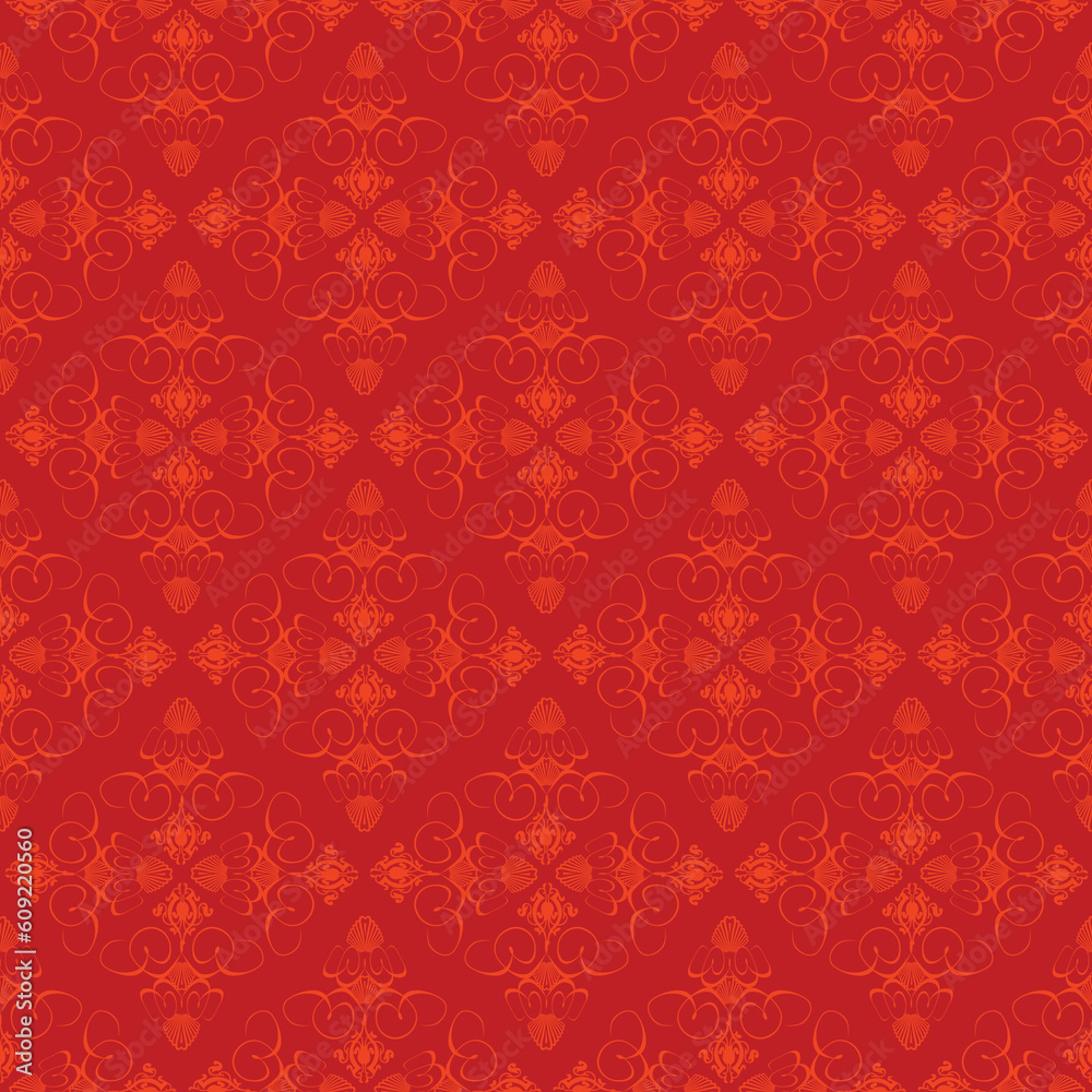 An abstract old fashioned style wallpaper in red and orange An abstract old fashioned style wallpaper in red and orange