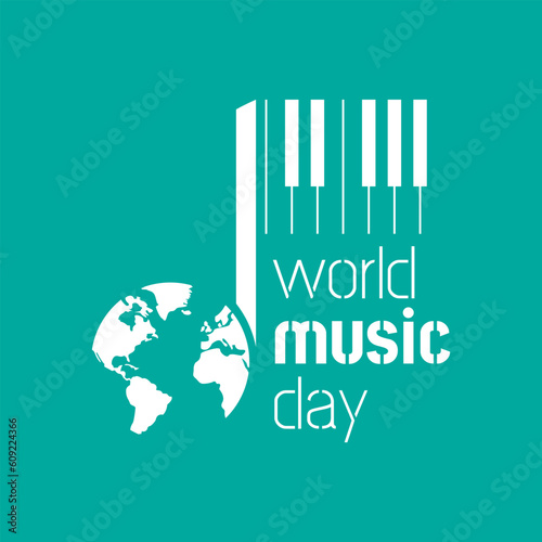 World Music Day greetings with illustration of musical notes symbol