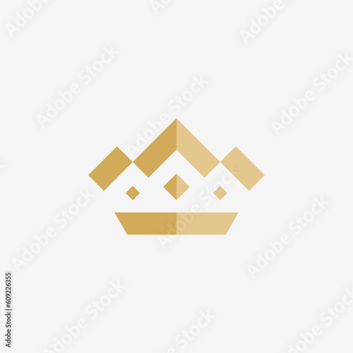 luxury crown logo design and hill