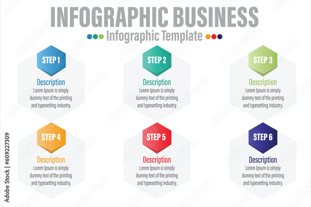 Infographic template. 6 Step timeline journey, Flat simple infographics design template. presentation graph. Business concept with numbers Six 6 options or steps vector illustration