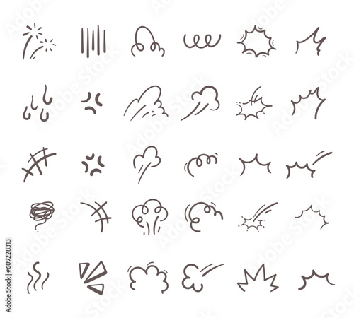 hand drawn cute curly lines expression cartoon movement