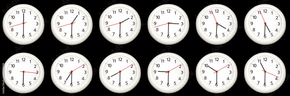 A collage of clock telling the time - quarter to - 2 of a series of 4 A collage of clock telling the time - quarter to - 2 of a series of 4