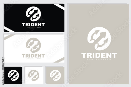 Trident Logo, Vector Magic Spear of Poseidon Neptune, Triton King Design, Template Icon Brand Illustration