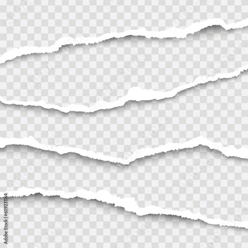 vector Unique torn paper edges set with damaged edges on transparent background