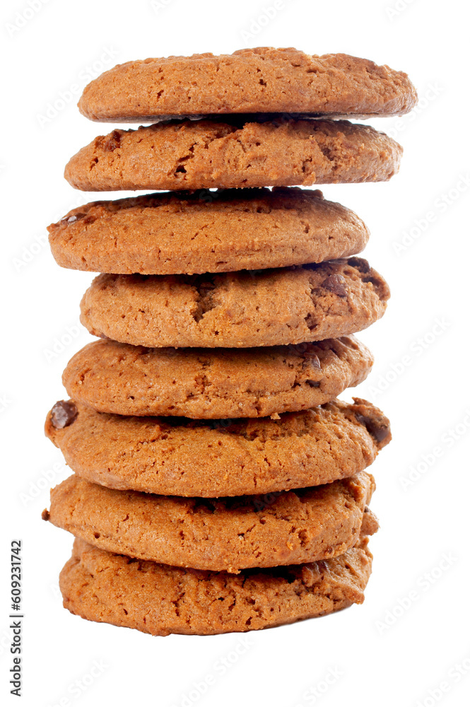 Stack of chocolate cookies on white background Stack of chocolate cookies on white background