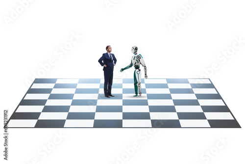 Obraz na płótnie Concept of chess played by humans versus robots w salonie