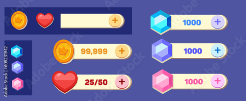 Game ui set. element icon. 2D game graphic GUI user. Casual games. Vector. Can digt icon use in mobile or web games.