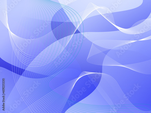 An overlapping blue wave abstract image with white lines