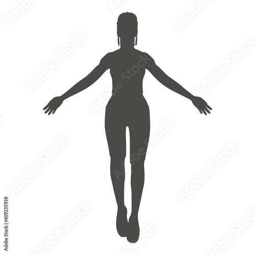 Young afro american female jumping. Sport girl illustration. Young woman silhouette