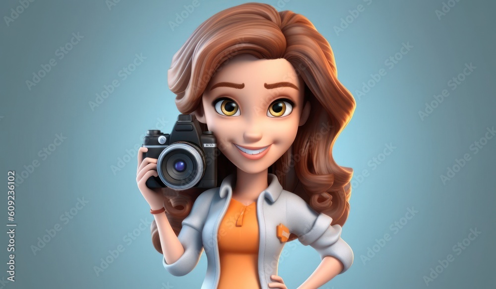 Caucasian Woman Photographer Extremely Gorgeous Background Generative AI Caucasian Woman Photographer Extremely Gorgeous Background Generative AI